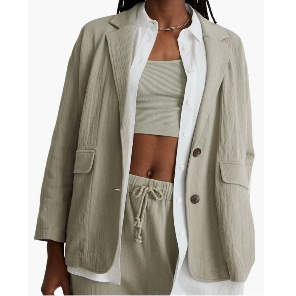 Madewell Breezewoven Larsen Ashen Green Sz Xs Blazer
